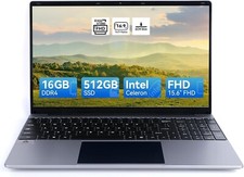 Geviar 15.6 Inch Laptop,16GB DDR4 512GB SSD, Intel Celeron Quad-Core Processor