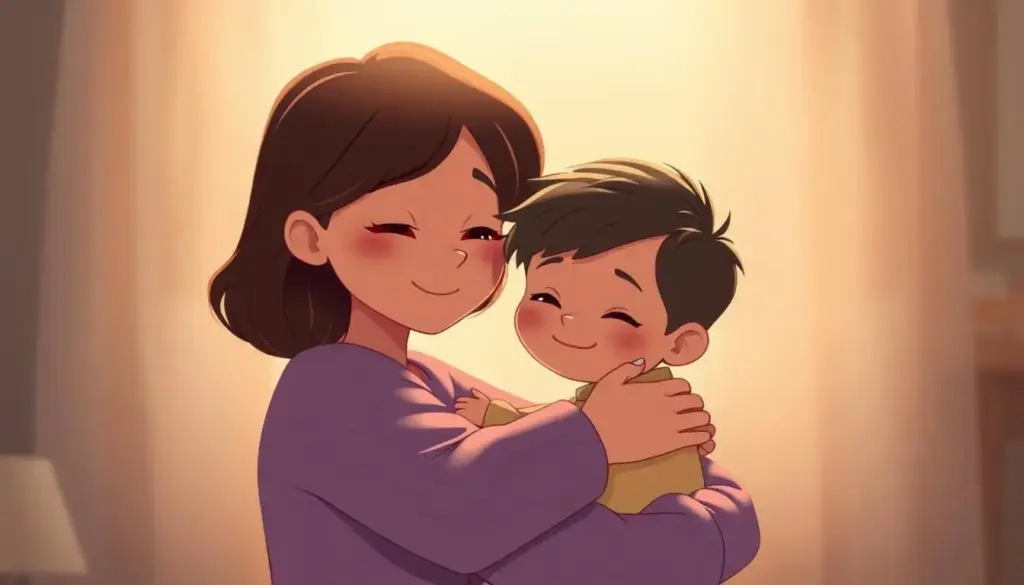 A serene, softly lit scene of a parent and child in a tender embrace, their bodies intertwined, emanating a deep, unbreakable bond. The parent's gaze is filled with warmth and unwavering devotion, while the child's expression exudes a sense of security and trust. The background is blurred, focusing the viewer's attention on the intimate connection between the two. Subtle lighting casts a gentle, ethereal glow, creating an atmosphere of love, comfort, and the unshakable foundation of a secure attachment. The composition conveys the essence of the "Parenting Done Right" ethos, where the parent-child relationship is the bedrock of a child's healthy development.