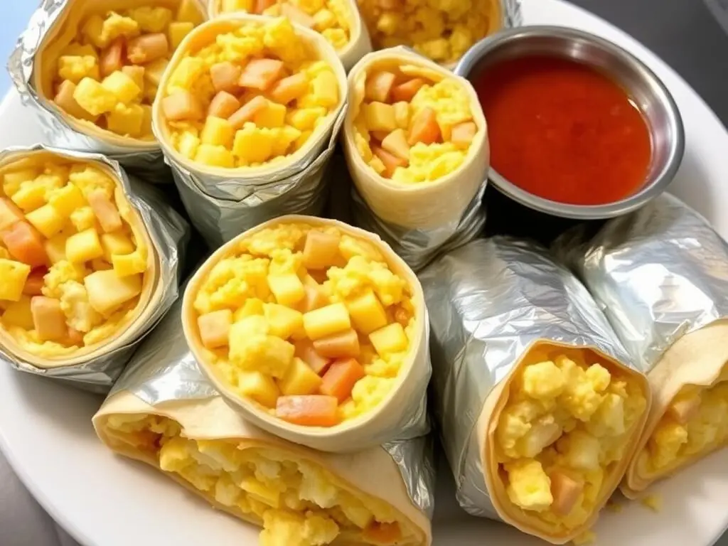 Breakfast Burritos wrapped in foil, a versatile dirt cheap dinner for busy moms Breakfast Burritos wrapped in foil, a versatile dirt cheap dinner for busy moms
