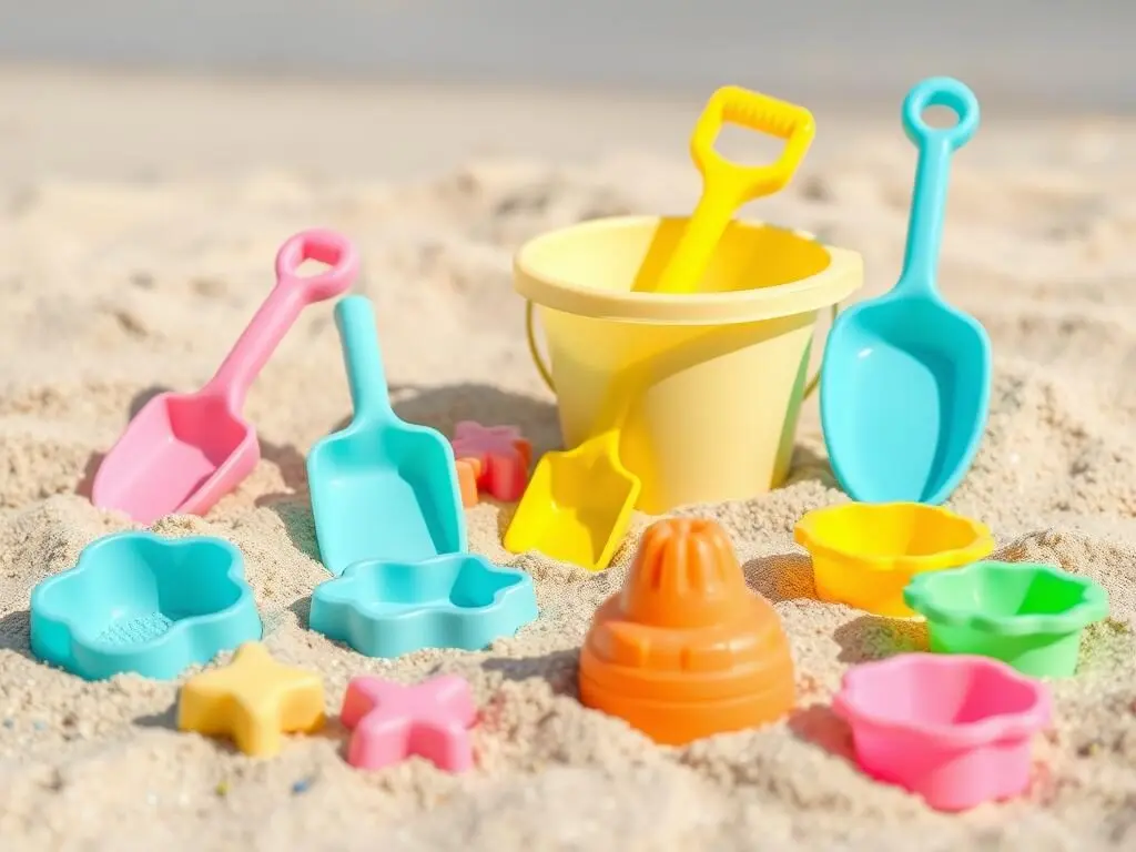 MarcZero Silicone Beach Toys Set with bucket, shovel and sand molds