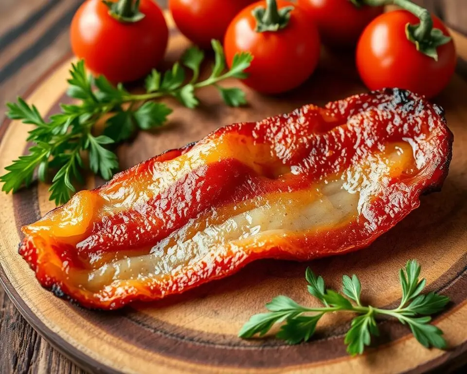 Perfectly Crispy Bacon in a frying pan Perfectly Crispy Bacon in a frying pan