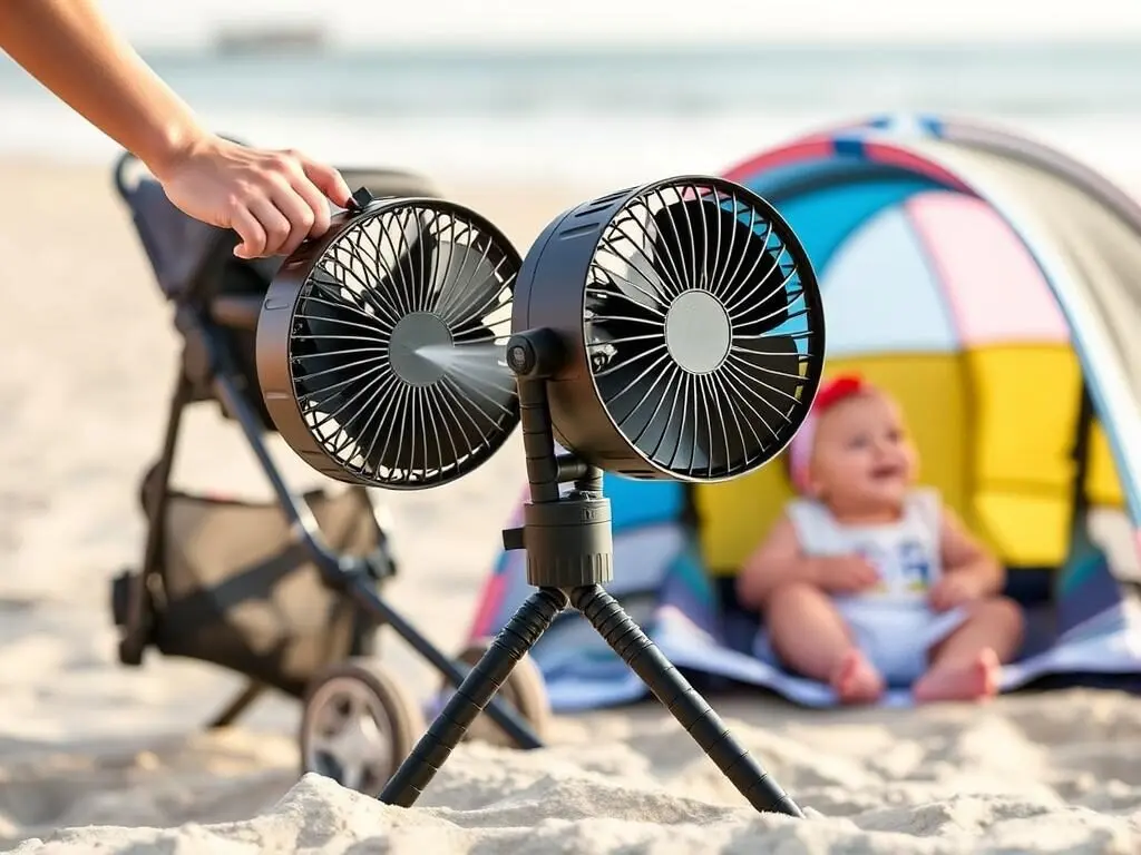 Portable Stroller Mini Fan with flexible tripod legs