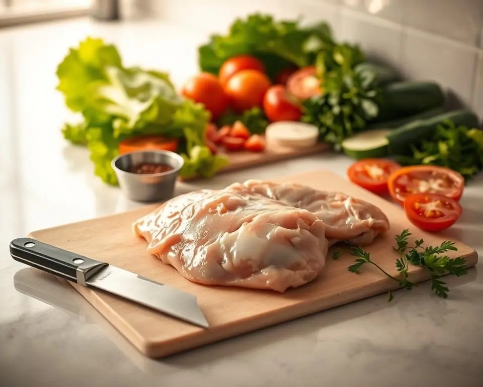 Preparing chicken for wraps Preparing chicken for wraps