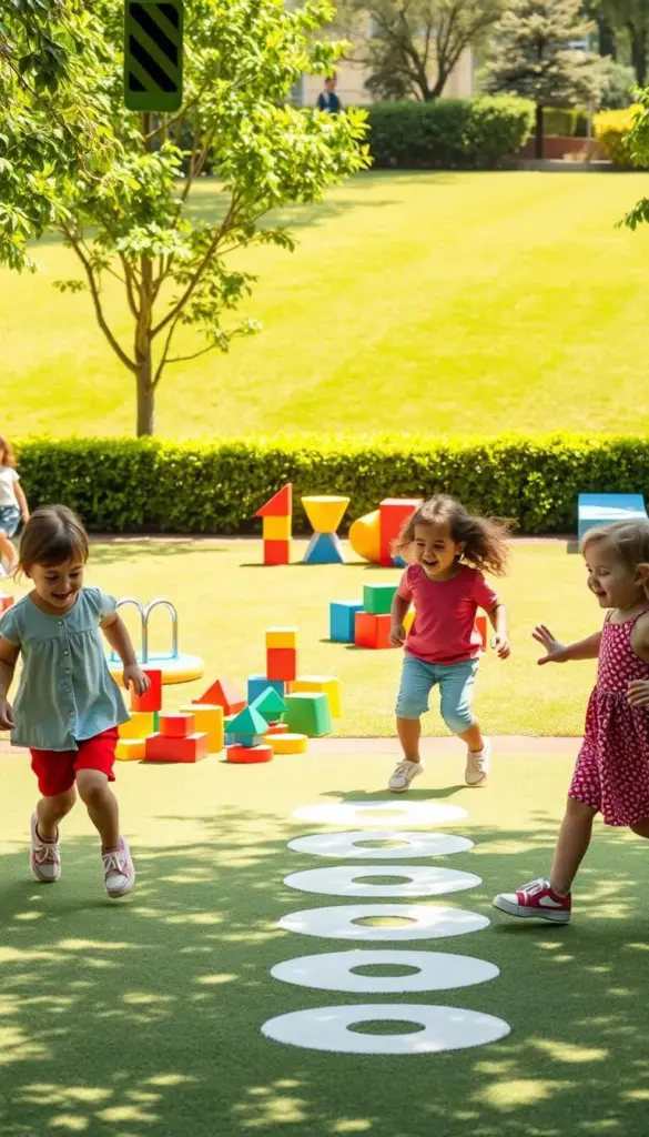 A vibrant, sun-drenched playground filled with a diverse array of preschool educational games. In the foreground, a group of active toddlers enthusiastically engage in a lively game of hopscotch, their laughter and energy palpable. In the middle ground, a cluster of colorful building blocks and shape-sorting toys invite curious hands to explore and learn. In the background, a verdant, well-manicured lawn provides ample space for children to run, jump, and burn off their boundless energy. The scene is bathed in a warm, diffused lighting that creates a sense of joy and vitality, capturing the essence of early childhood education and development. A vibrant, sun-drenched playground filled with a diverse array of preschool educational games. In the foreground, a group of active toddlers enthusiastically engage in a lively game of hopscotch, their laughter and energy palpable. In the middle ground, a cluster of colorful building blocks and shape-sorting toys invite curious hands to explore and learn. In the background, a verdant, well-manicured lawn provides ample space for children to run, jump, and burn off their boundless energy. The scene is bathed in a warm, diffused lighting that creates a sense of joy and vitality, capturing the essence of early childhood education and development.