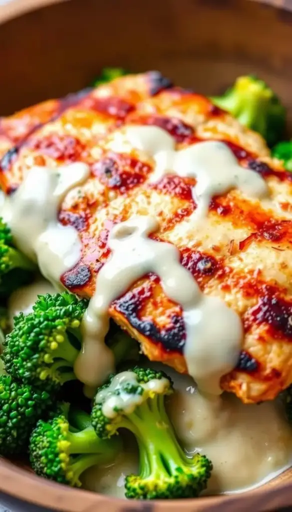 Grilled Chicken Broccoli Bowls Creamy Garlic Sauce Grilled Chicken Broccoli Bowls Creamy Garlic Sauce