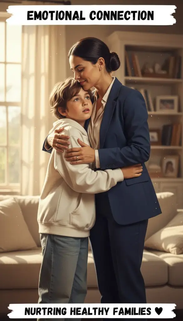 Mother hugging child tightly, showing how women starved of affection may become overly focused on children