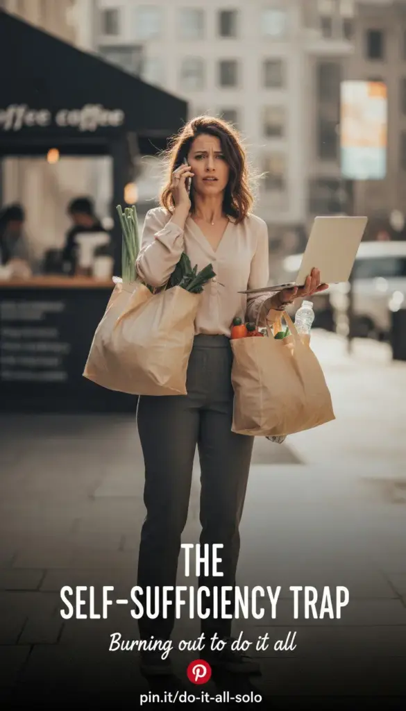 Woman doing everything herself, representing excessive self-sufficiency in women starved of affection