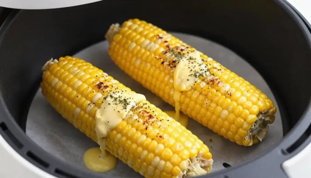 Air fryer corn on the cob with butter and herbs