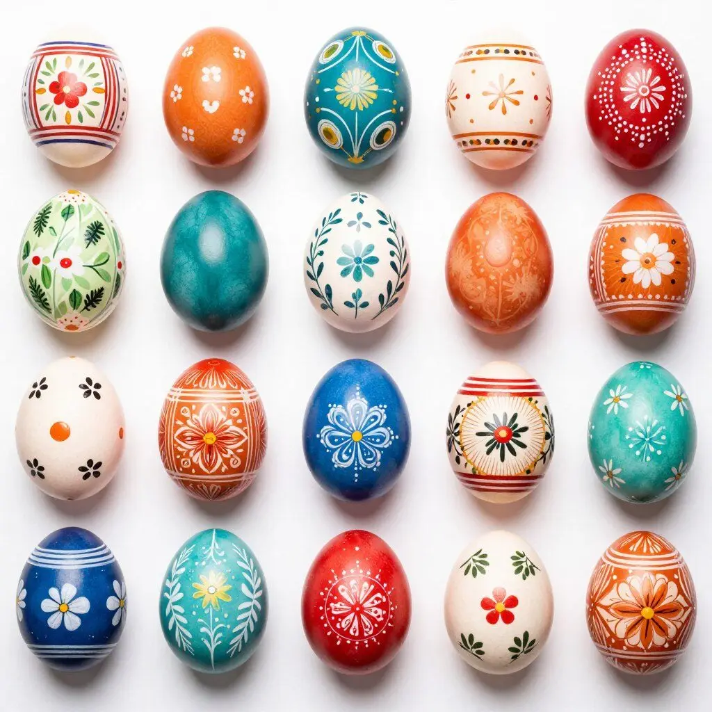 Beautifully decorated Easter eggs with intricate patterns Beautifully decorated Easter eggs with intricate patterns