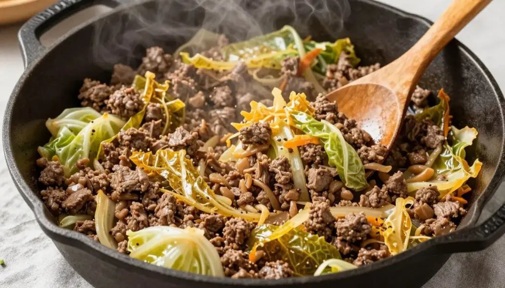 Beef and cabbage skillet with Italian seasoning