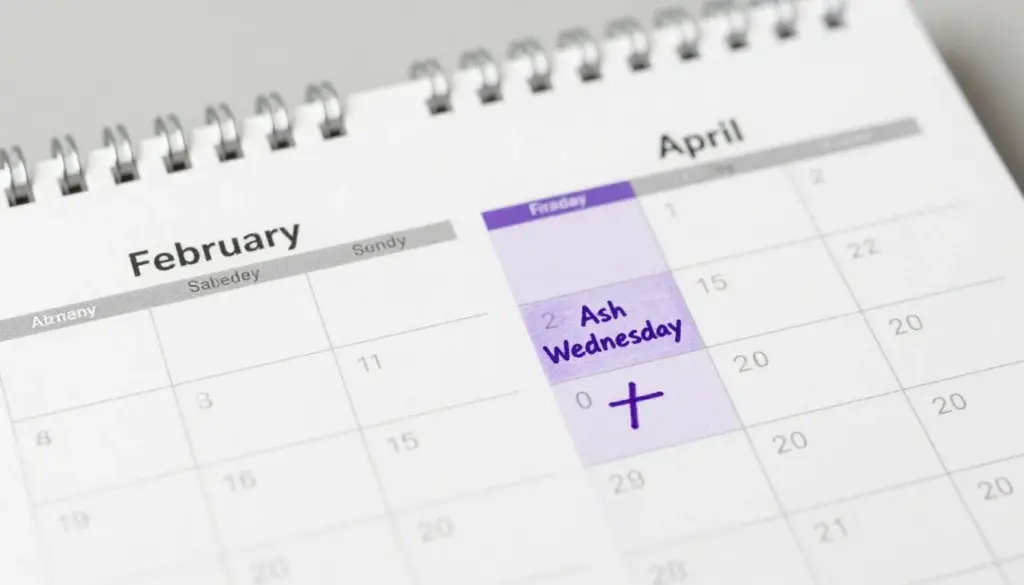 Calendar highlighting Ash Wednesday and Good Friday as required Catholic fasting days during Lent