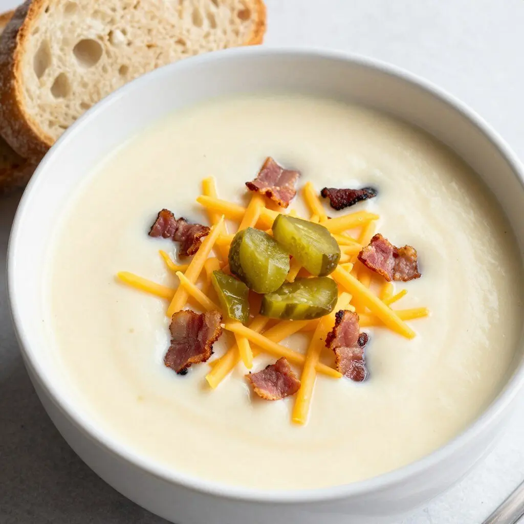 Cheeseburger soup with bacon