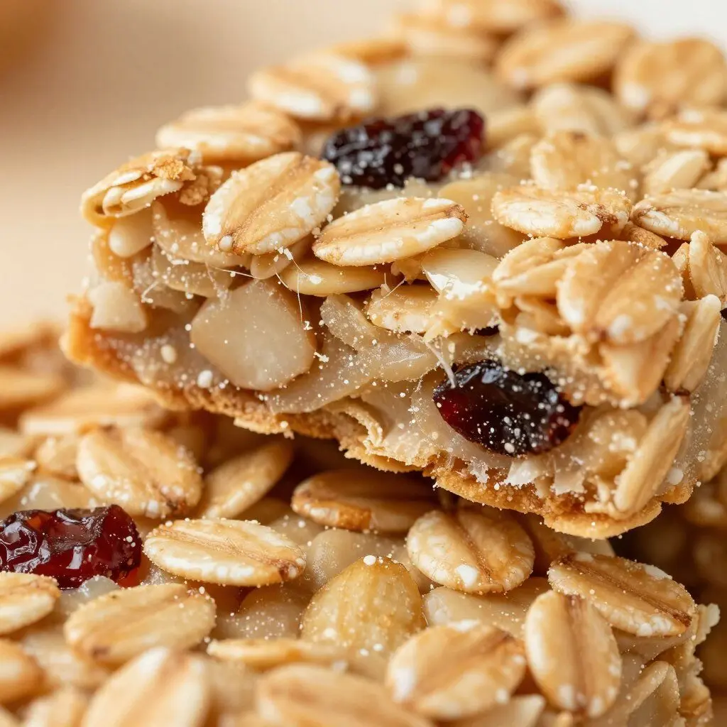 Close-up of oatmeal bar texture showing soft consistency
