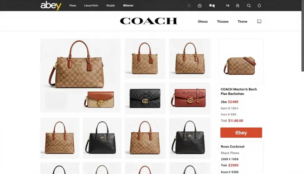 Coach's official eBay store featuring handbags, wallets, and accessories