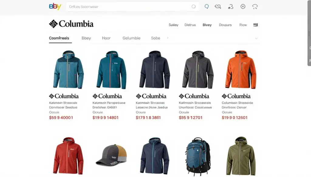 Columbia Sportswear's official eBay store showcasing outdoor apparel and gear