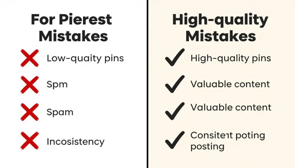 Comparison showing ineffective vs effective Pinterest strategies