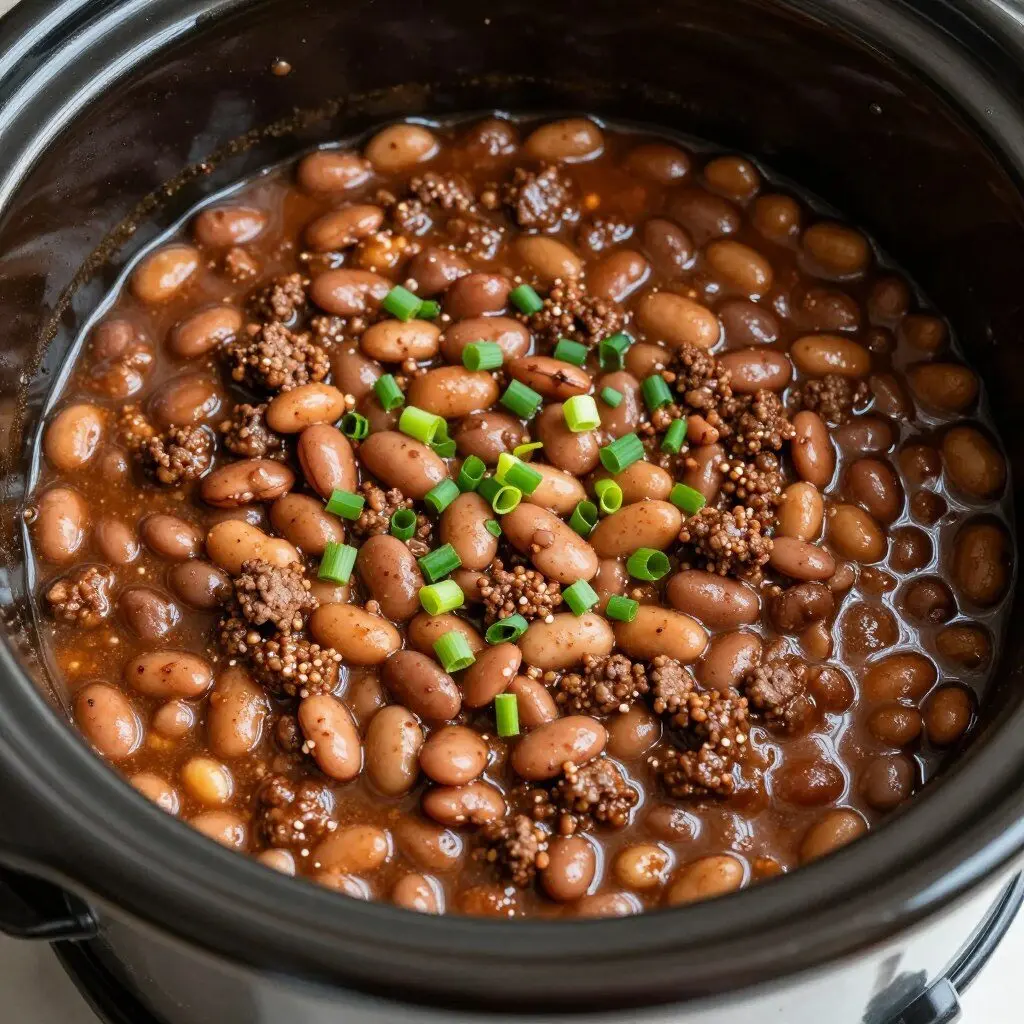 Cowboy beans in slow cooker