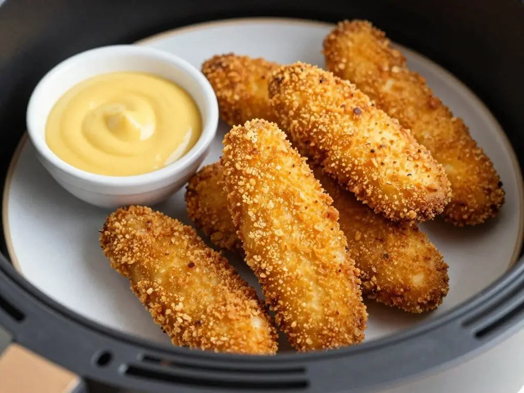 Crispy air fryer chicken tenders with dipping sauce