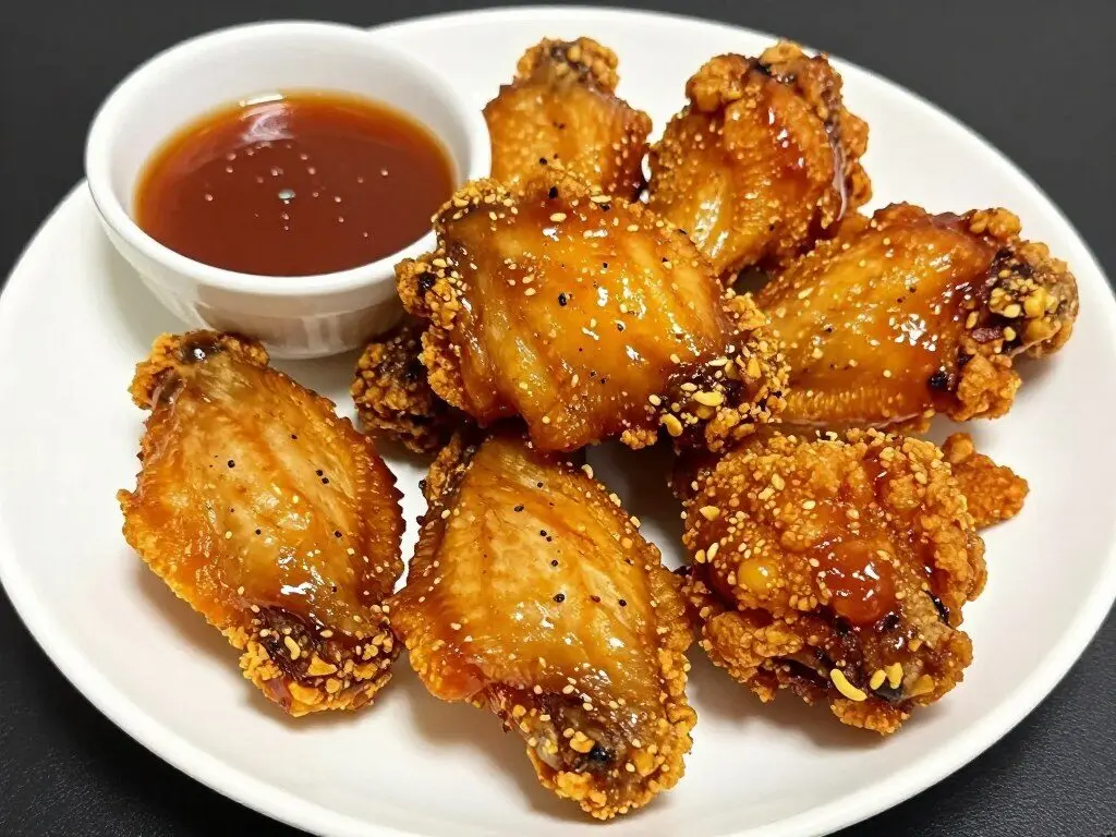Crispy air fryer chicken wings with sauce