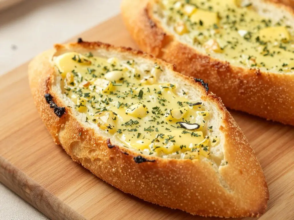 Crispy air fryer garlic bread with herbs