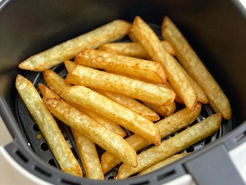 Crispy golden air fryer french fries in a basket