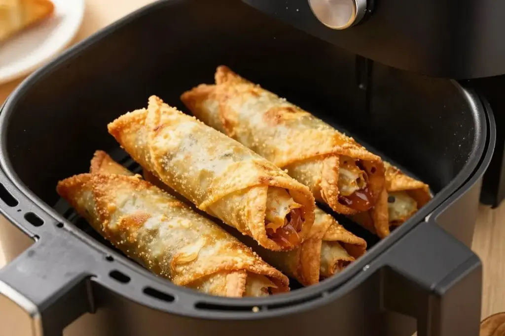 Crispy rolled taquitos in air fryer basket