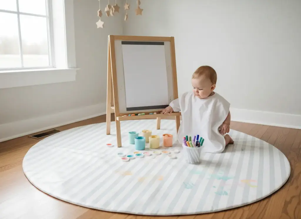 DIY baby art space with washable materials and easy cleanup