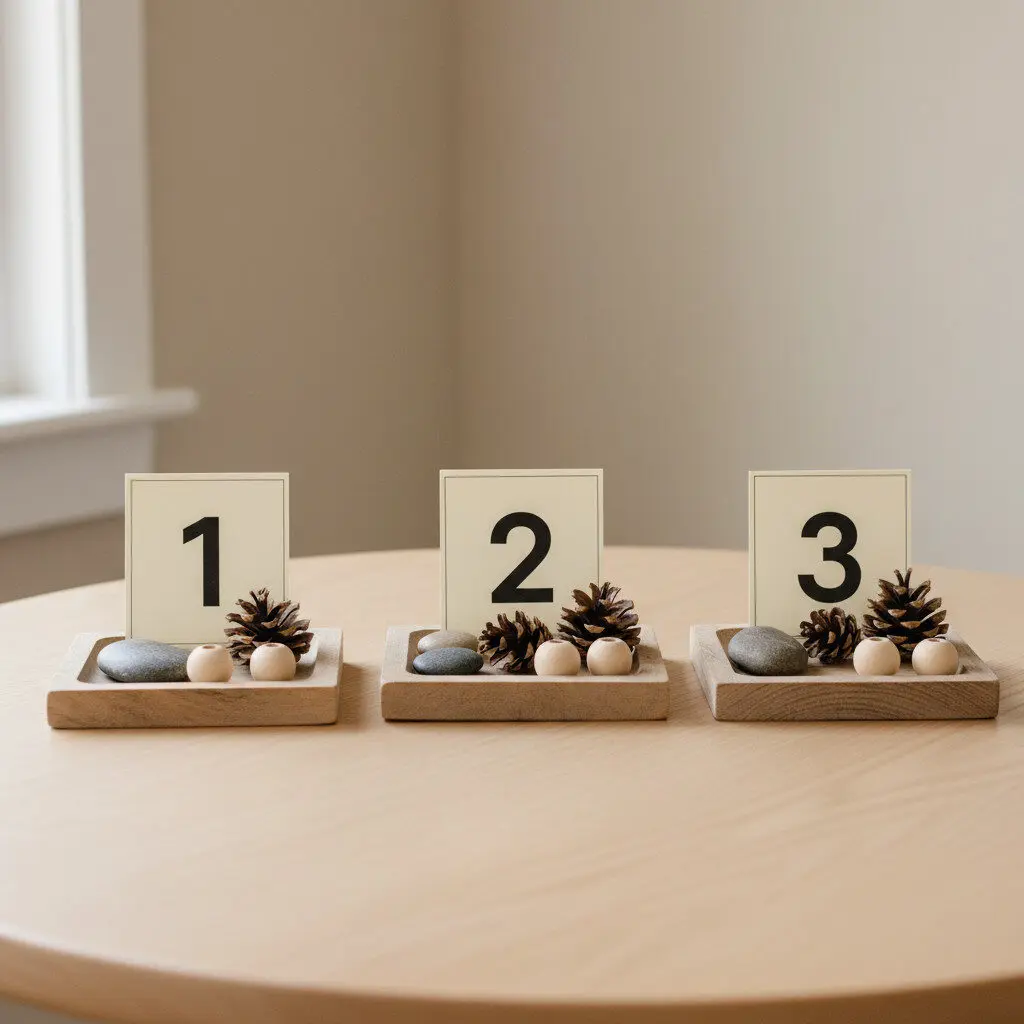 DIY counting trays with objects and number cards