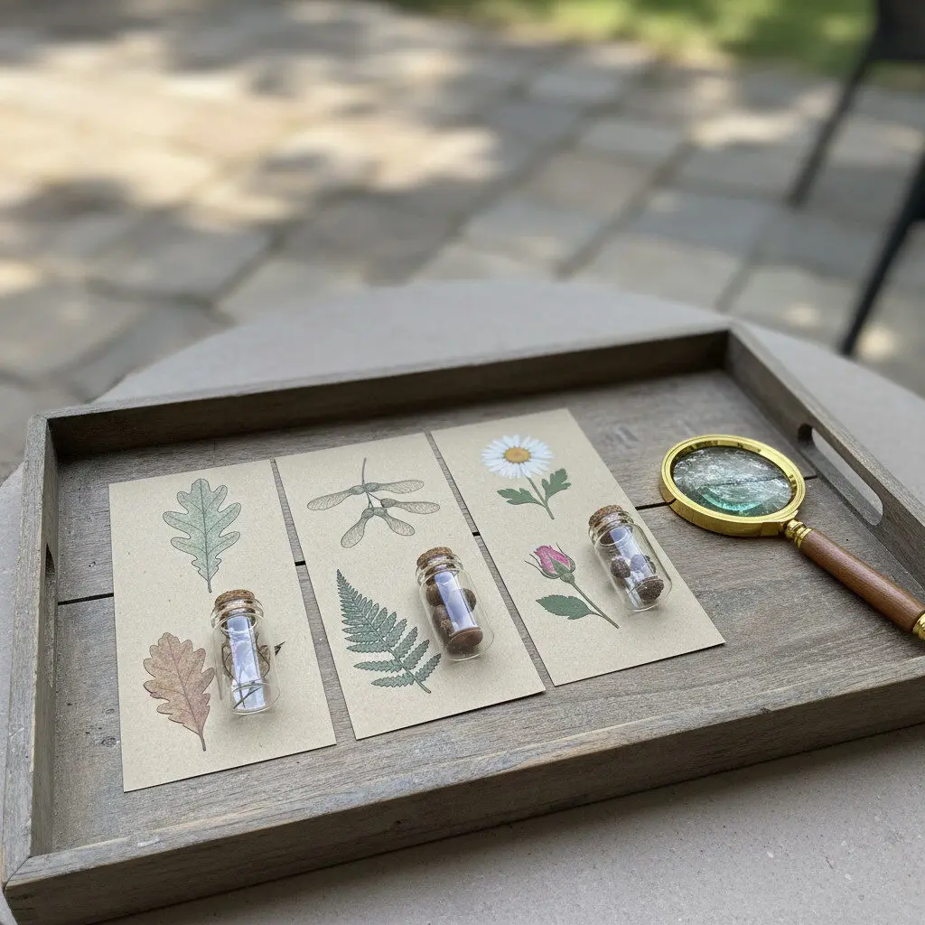DIY nature matching cards with real specimens