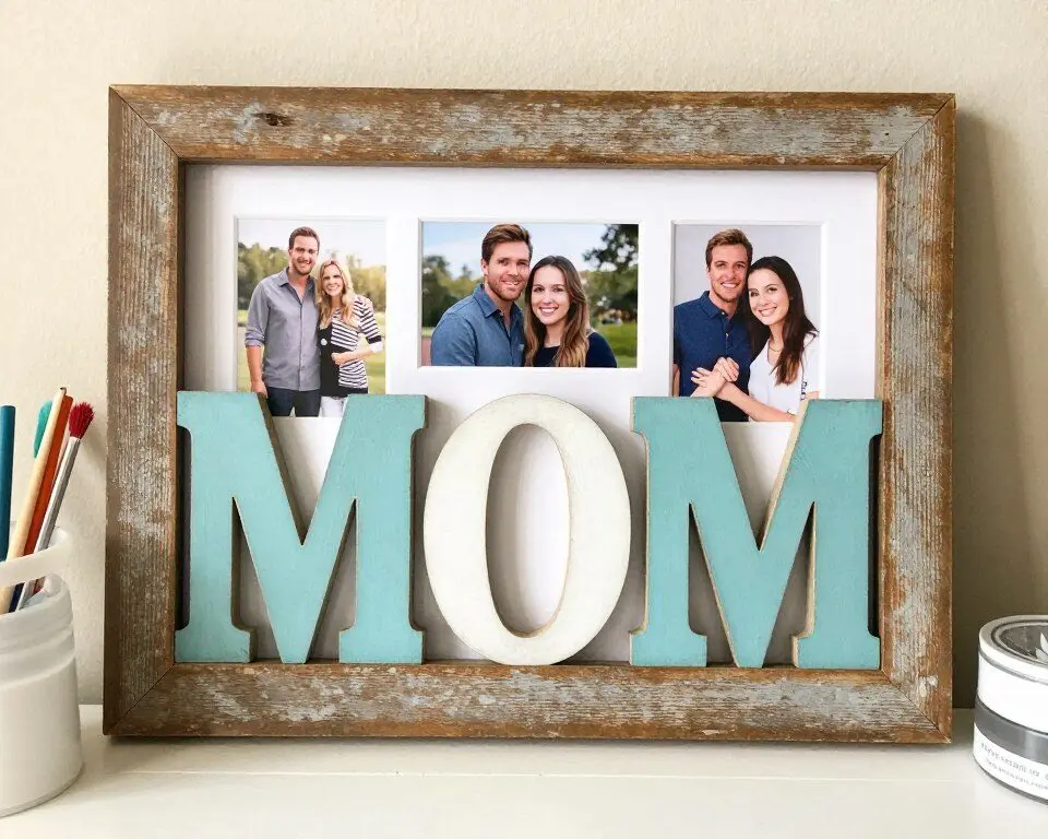 DIY photo frame with mother and child pictures