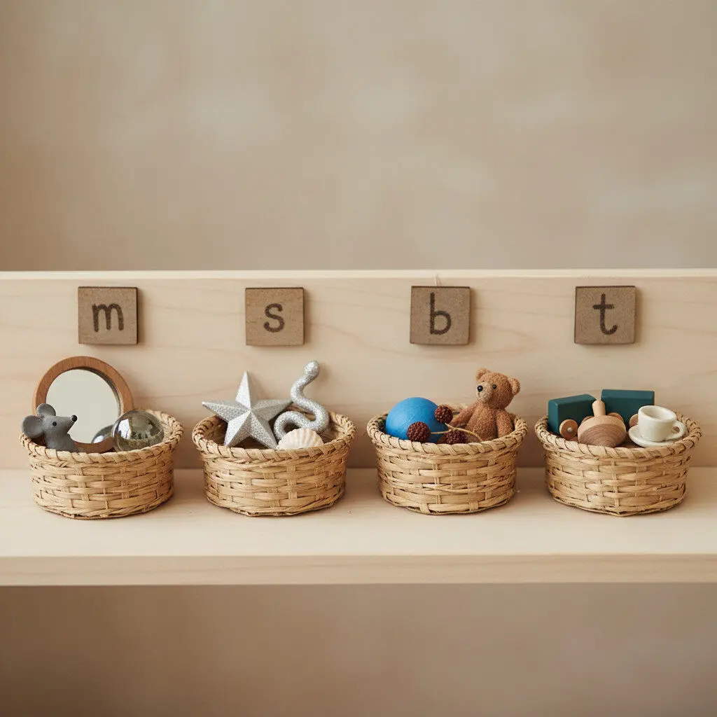 DIY sound bins with objects starting with different letters