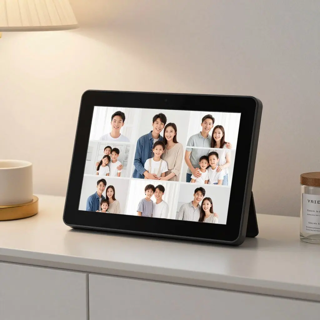 Digital picture frame with family photos