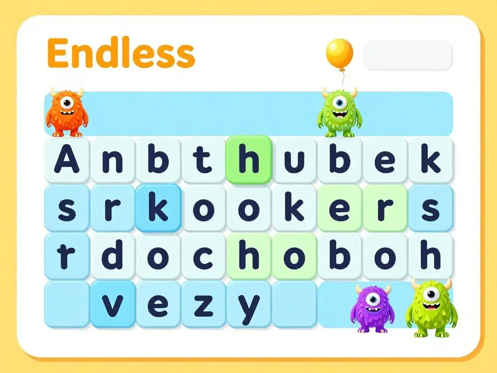 Endless Alphabet app with animated letters and word puzzles