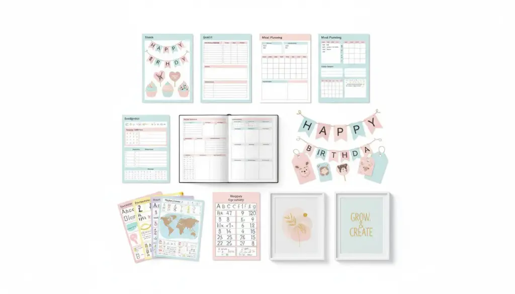 Examples of popular digital products sold on Pinterest