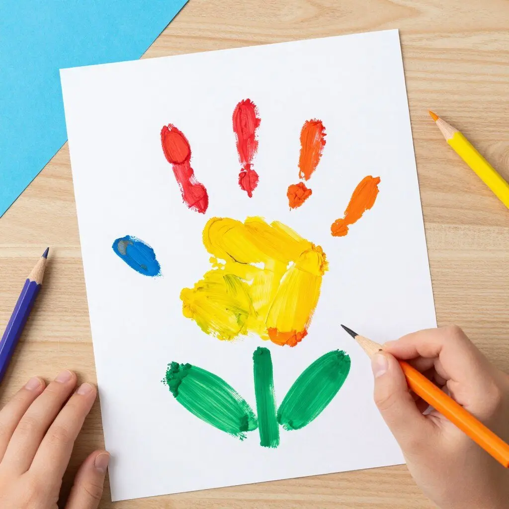 Handprint flower craft for toddlers Mother's Day