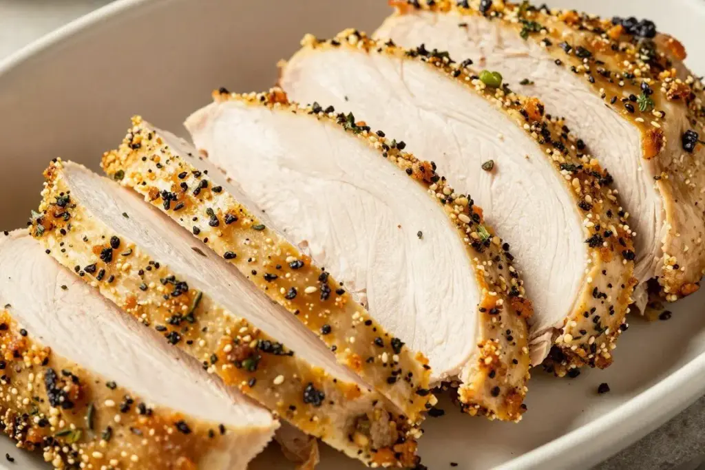 Herb-crusted air fryer turkey breast slices
