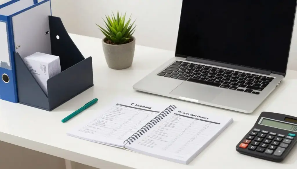 Home office workspace showing business organization
