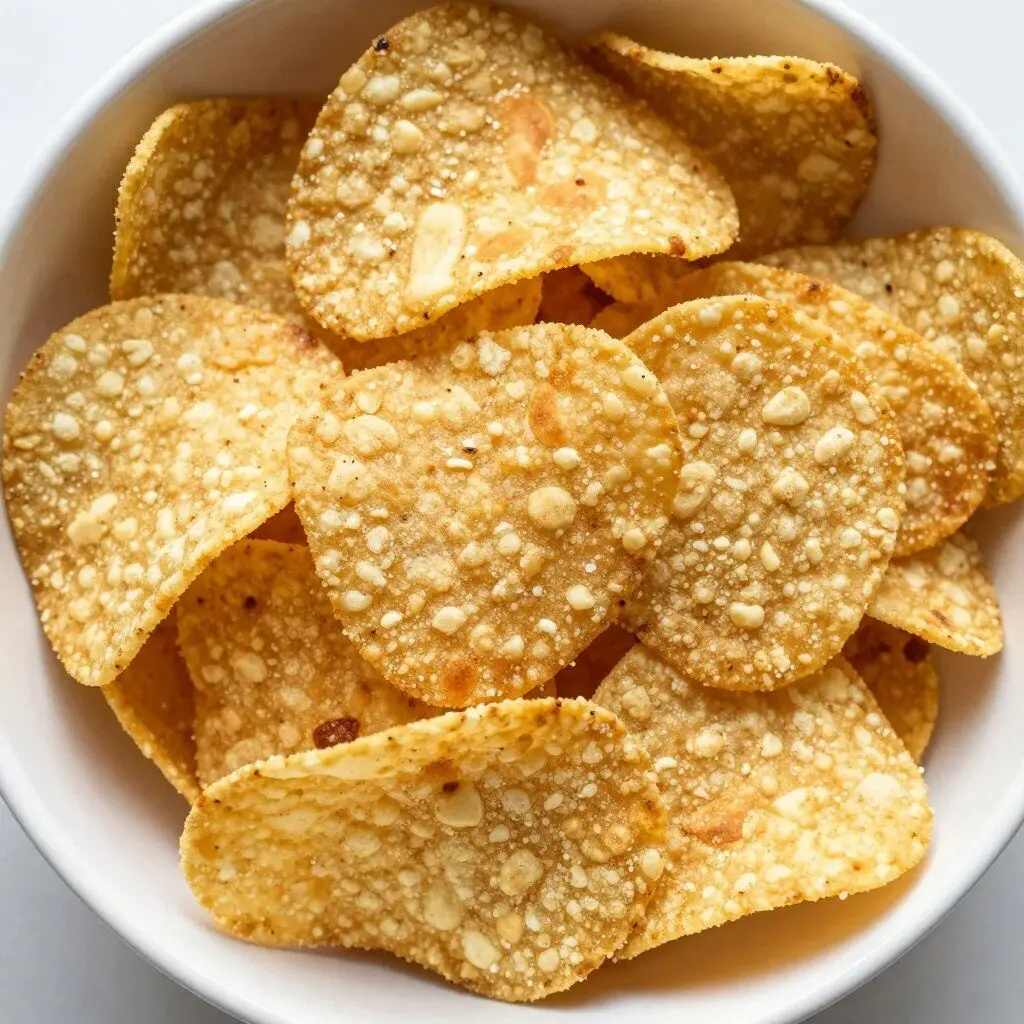 Homemade air fryer tortilla chips in a bowl