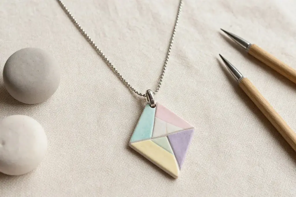 Homemade jewelry clay necklace gift for Mother's Day