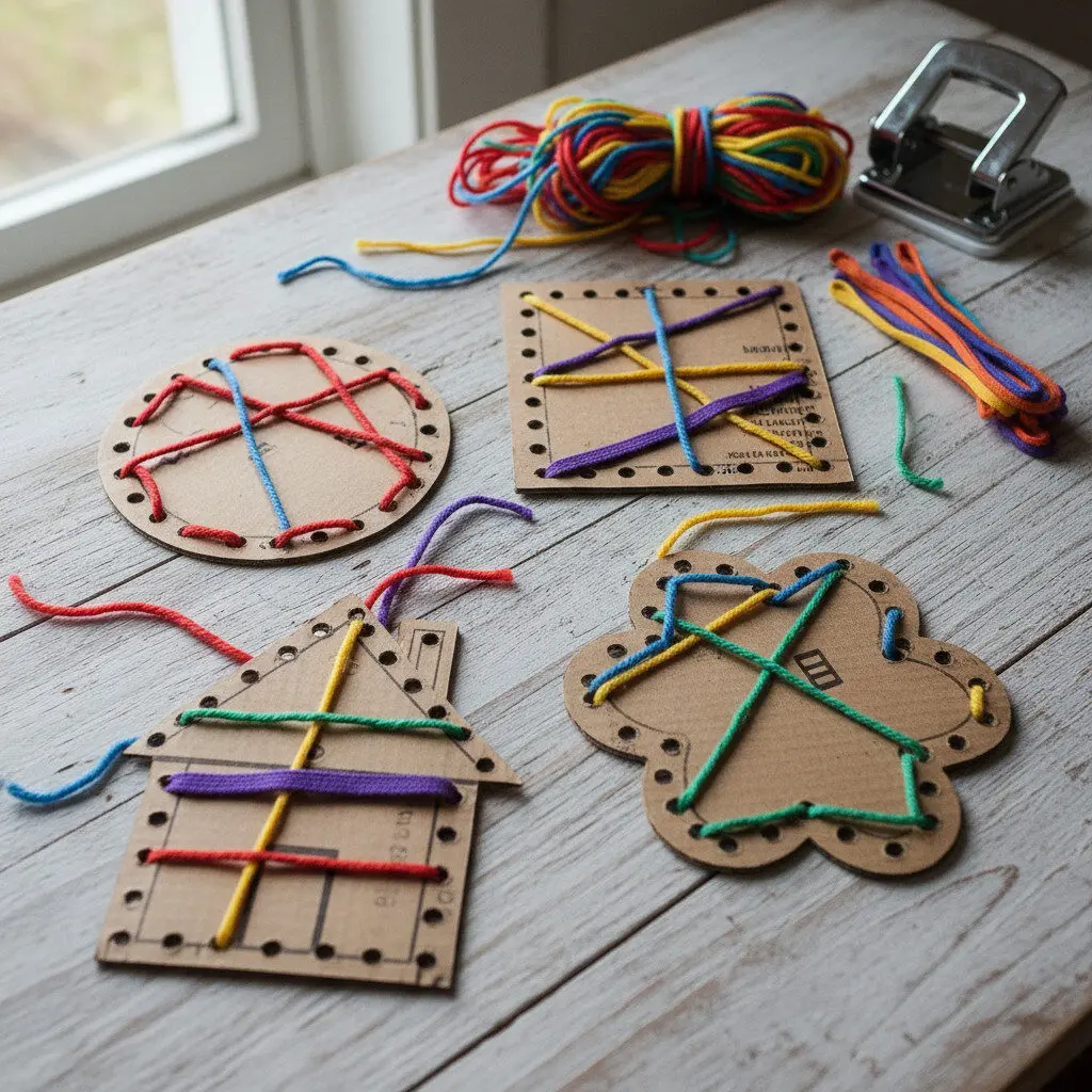 Homemade lacing cards with different shapes