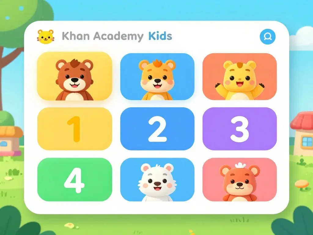 Khan Academy Kids colorful mascot characters on learning interface
