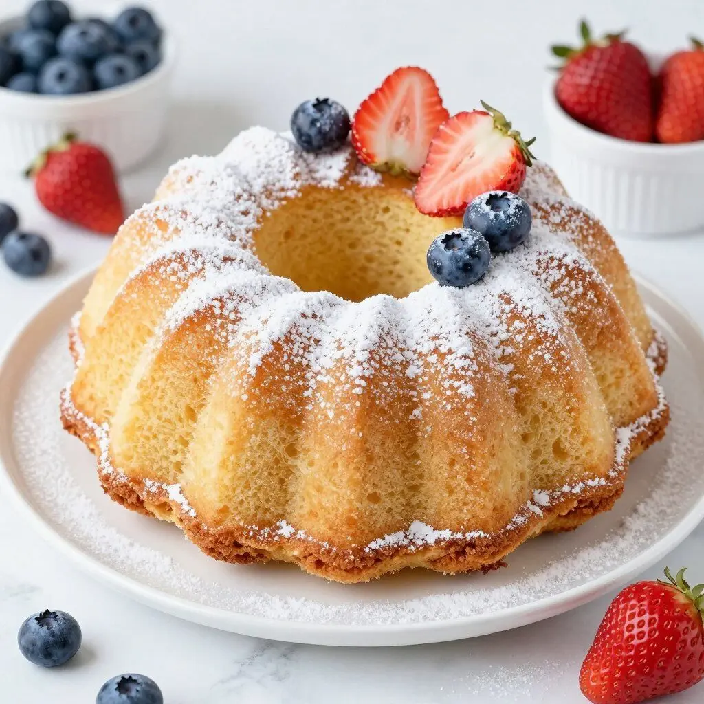 Lemon cake with fresh berries