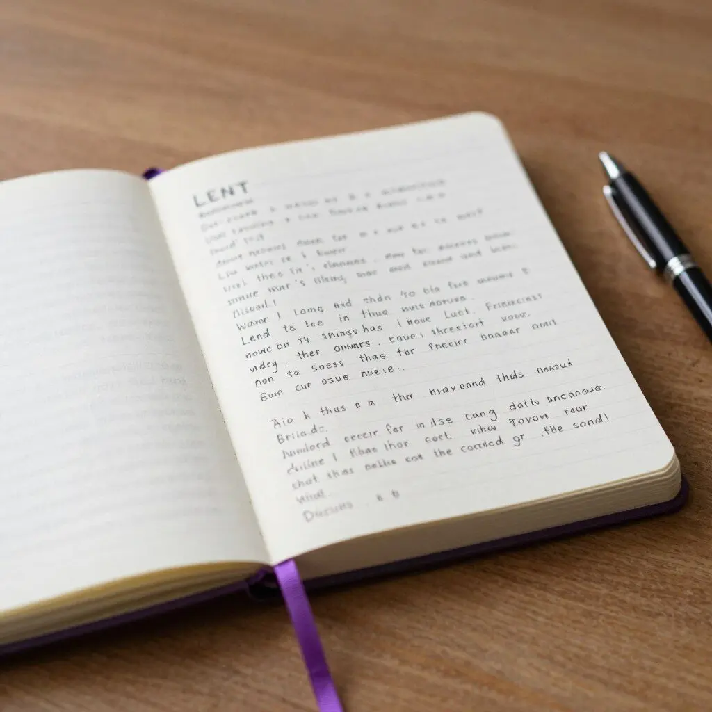 Lent prayer journal with daily prompts and reflections