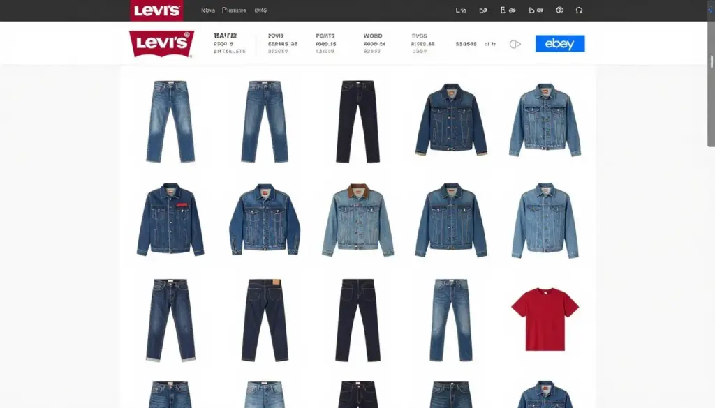 Levi's official eBay store showcasing jeans, jackets, and casual wear