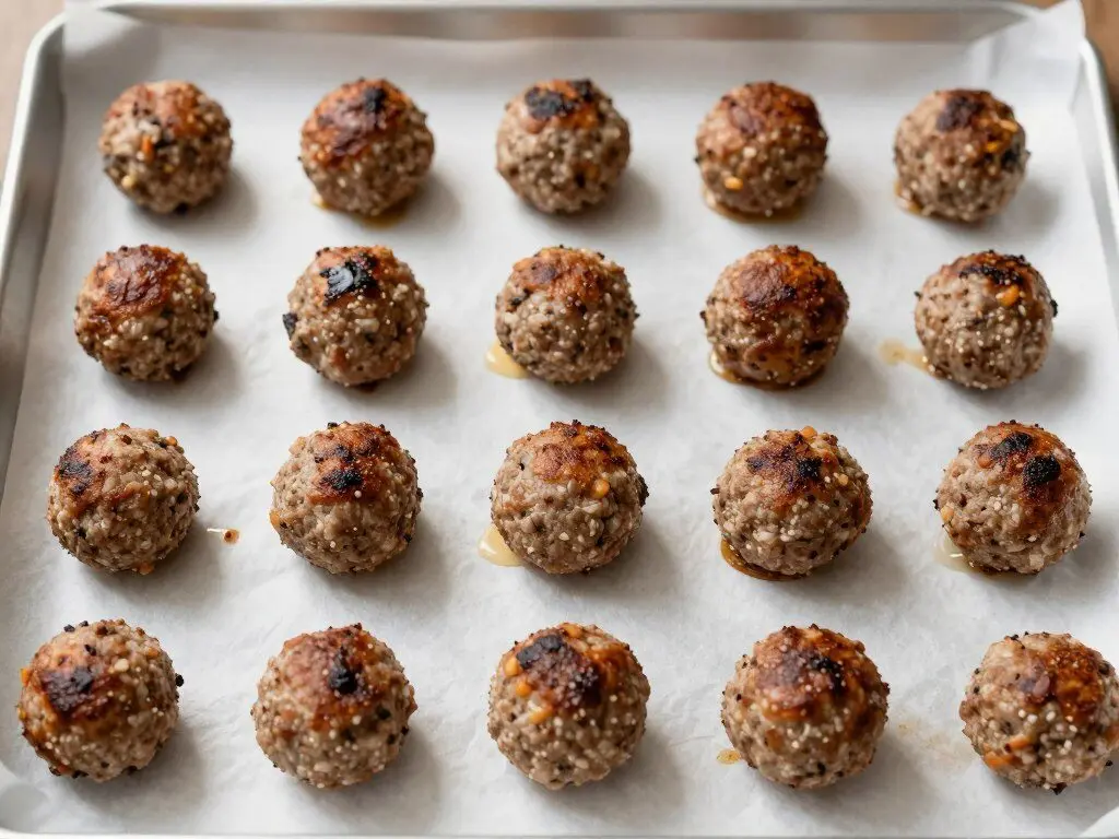 Meatballs on sheet pan ready to freeze