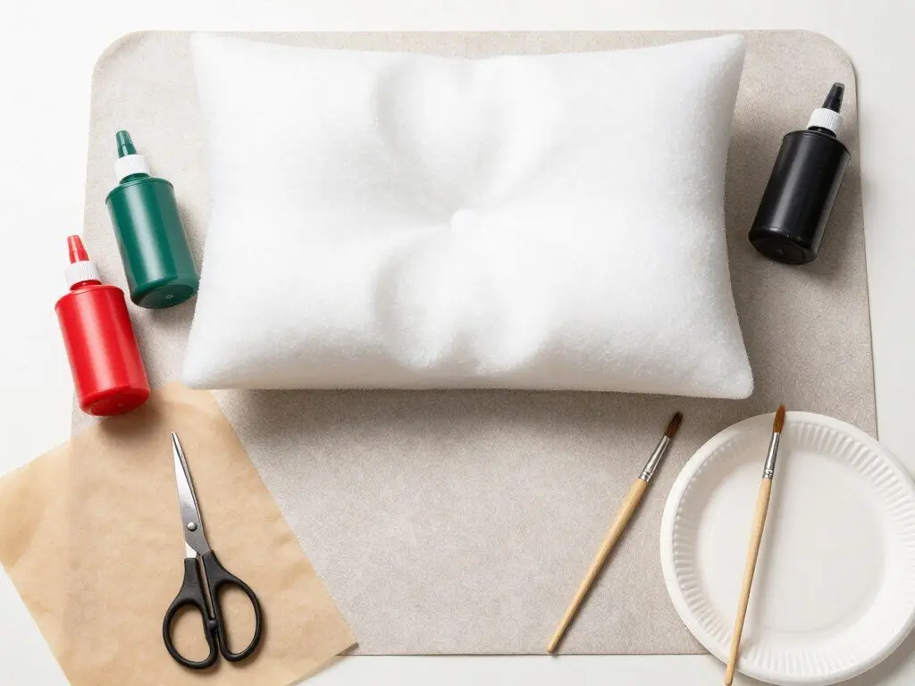 Memory foam pillow and craft supplies for making watermelon squishies