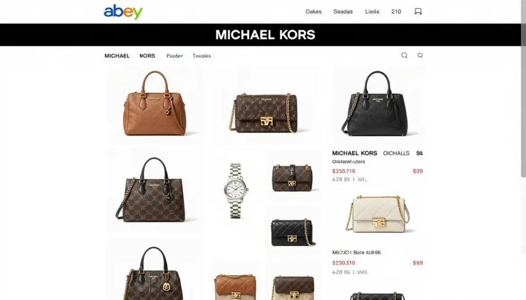 Michael Kors official eBay store showcasing designer handbags and watches
