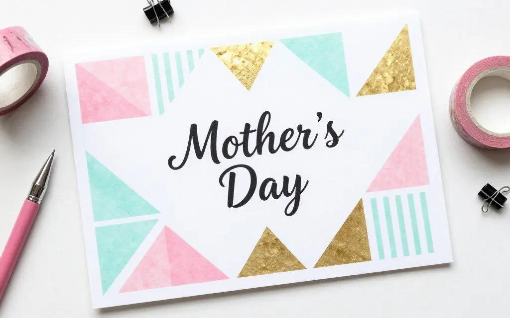 Modern card design using colorful washi tape in geometric patterns