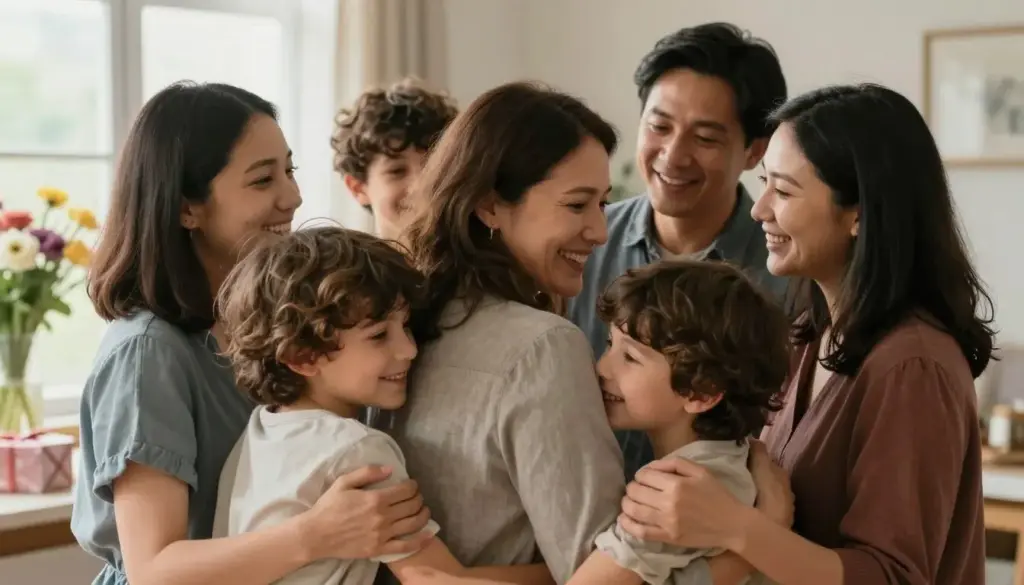 Mother and family celebrating Mother's Day together with love and appreciation