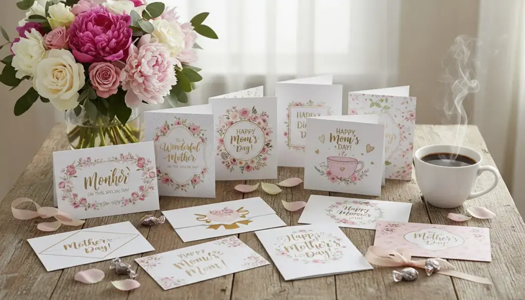 Mother's Day wishes displayed in various card styles